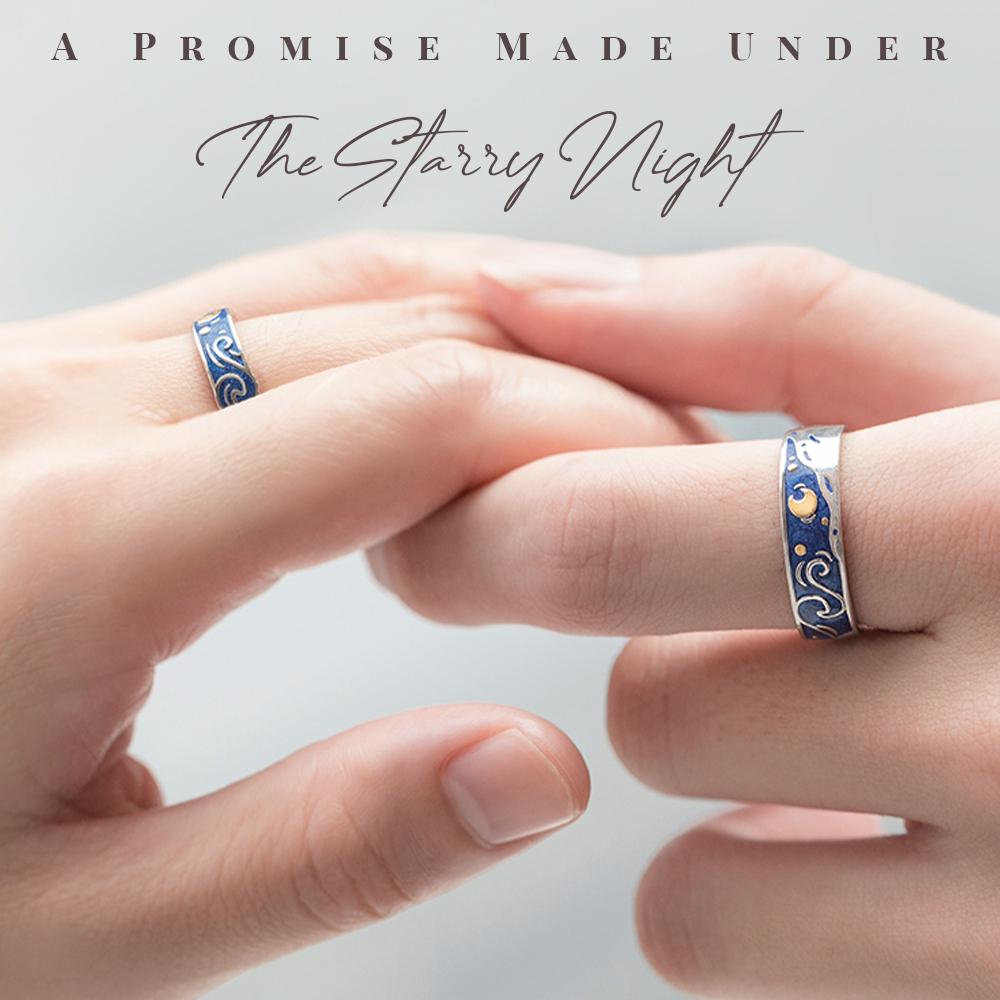 Starry Night Handcrafted Adjustable Ring (Sterling Silver)